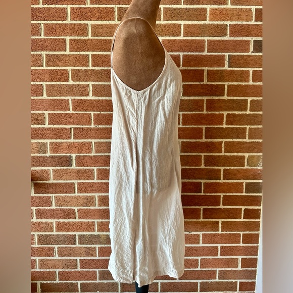 péro Cotton Silk Beige Chemise Dress Scoop Neck Sleeveless Woven Women's Small - Picture 2 of 7